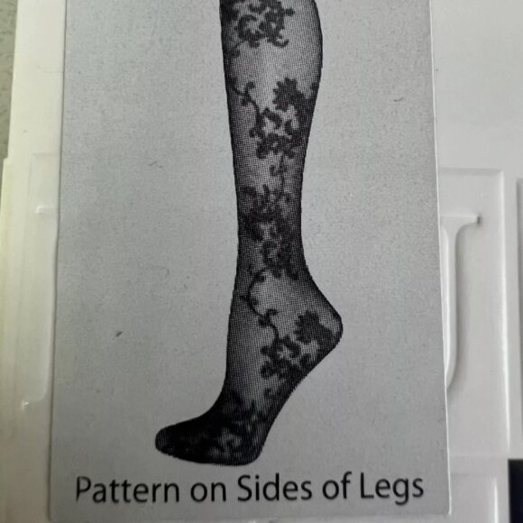 HUE Gray Floral Pattern Tights w/ Control Top Size S/M U15340 Sweet Pea - Picture 2 of 5